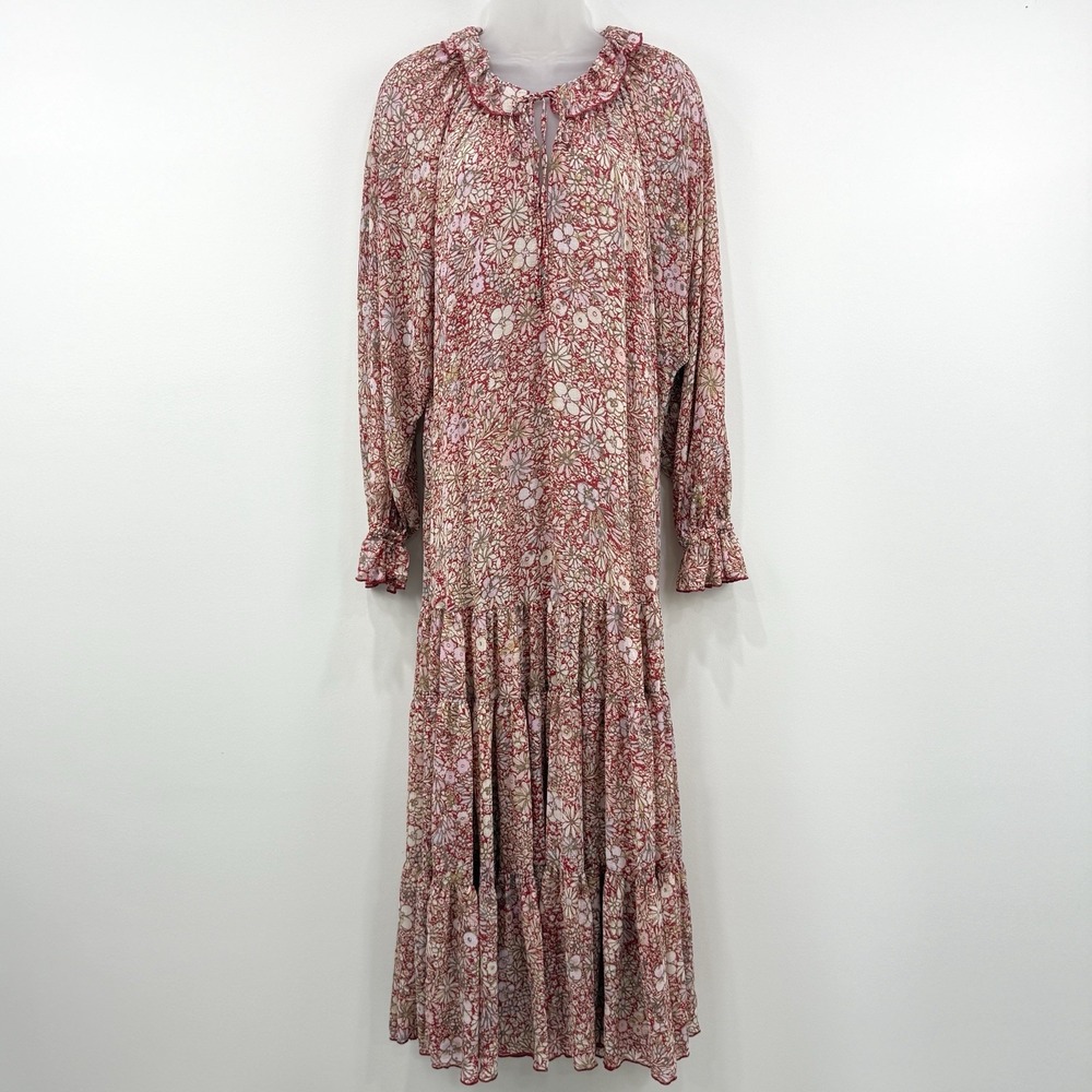 Free People Feeling Groovy Maxi Dress L Prairie Boho Hippie Flows Child Peasant